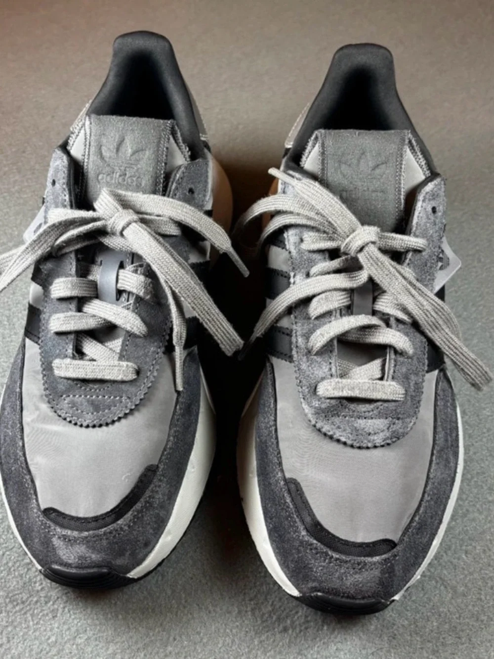 adidas Gray and Black Retro Running Sneakers